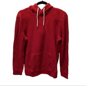 AE Red Waffle Knit Hooded Sweater